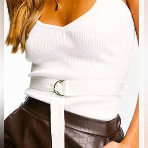 ASOS - Missguided knit body suit with belt in cream